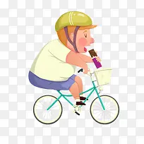 矢量卡通骑自行车的胖子素材