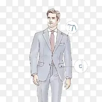 手绘穿西服模特