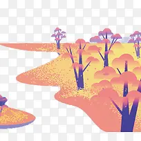 矢量粉色清新风景