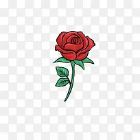 手绘一支红色玫瑰