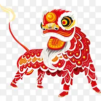红色中国风新年舞狮