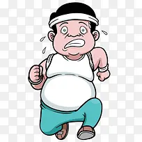 卡通大肚腩男人跑步减肥