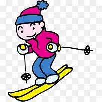 滑雪的小孩矢量