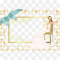 新娘和花朵背景墙婚纱照矢量素材