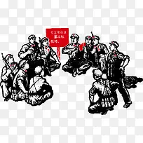 学习毛泽东语录革命时期海报矢量