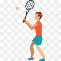 卡通打网球运动人物插画