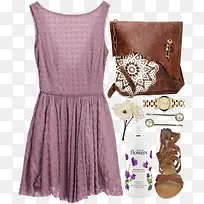 紫色连衣裙搭配