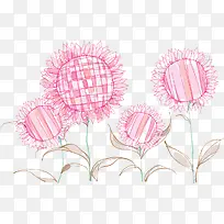 粉色手绘向日葵装饰图案