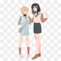 卡通女孩闺蜜