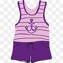 紫色沙滩短裤短袖