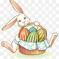 提着装吗食物的篮子的兔子