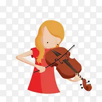 卡通拉小提琴小女孩