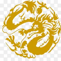 黄色中国龙纹样元素