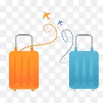 橙蓝色行李箱