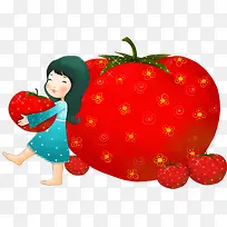 童年趣事女孩西红柿六一儿童节