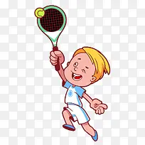 卡通男孩打网球