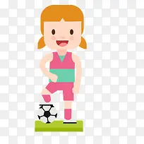 踢足球的小女孩人物设计