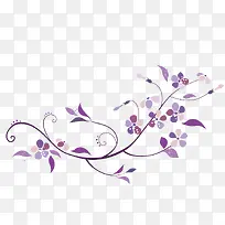 矢量紫色艺术小草花朵