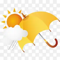 太阳云彩雨伞组合图