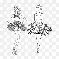 时装美女模特简笔画