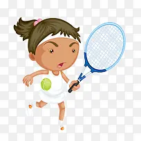卡通女孩打网球