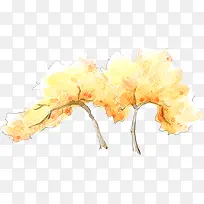 手绘水粉秋天树