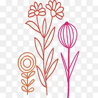 线绘涂鸦纹理花卉矢量