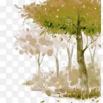 树林矢量 卡通 手绘 水彩