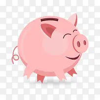 卡通粉色猪存钱罐矢量图