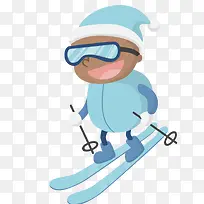 蓝色滑雪的人物