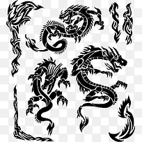 龙纹等中国风传统古典纹饰矢量素