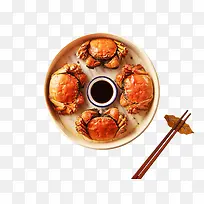 中华美食大闸蟹美食元素