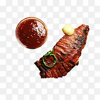甜酸辣酱配辣椒烤肉