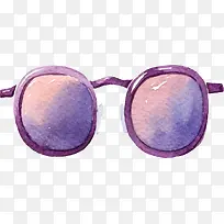 紫色水彩手绘墨镜