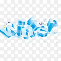 创意合成蓝色的冰块形状文字