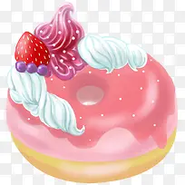 粉色手绘甜甜圈手绘点心