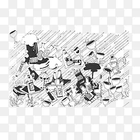 黑白线描啤酒瓶
