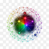 彩色科技炫酷线条网状球免抠