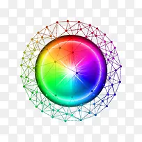 彩色科技唯美网状球体免抠