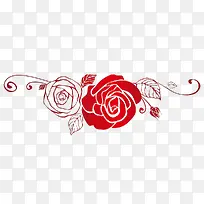 红色玫瑰花剪影