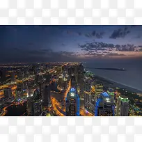 繁华都市夜景高空俯视图环境渲染