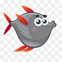 灰色的鱼动物设计矢量图