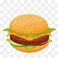 卡通美食装饰插画设计汉堡