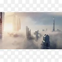 城市云雾缭绕图片
