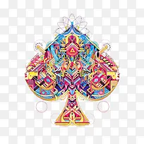彩色炫彩红桃心素材