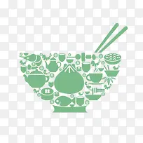绿色的碗筷