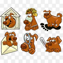卡通手绘6种小狗表情包