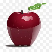 红色的卡通带叶子的红苹果