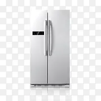 银色简洁电子屏对开门冰箱
