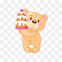 拿着蛋糕的小熊